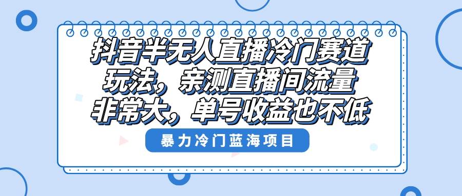 抖音半无人直播冷门赛道玩法，直播间流量非常大，单号收益也不低！-飞鱼网创