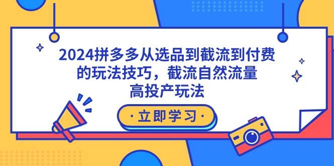 2024拼多多从选品到截流到付费的玩法技巧，截流自然流量玩法，高投产玩法-飞鱼网创