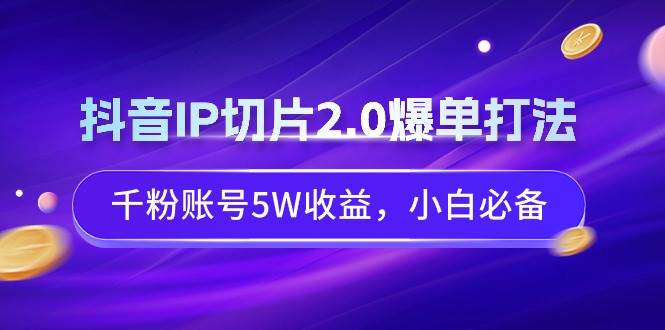 抖音IP切片2.0爆单打法，千粉账号5W收益，小白必备-飞鱼网创