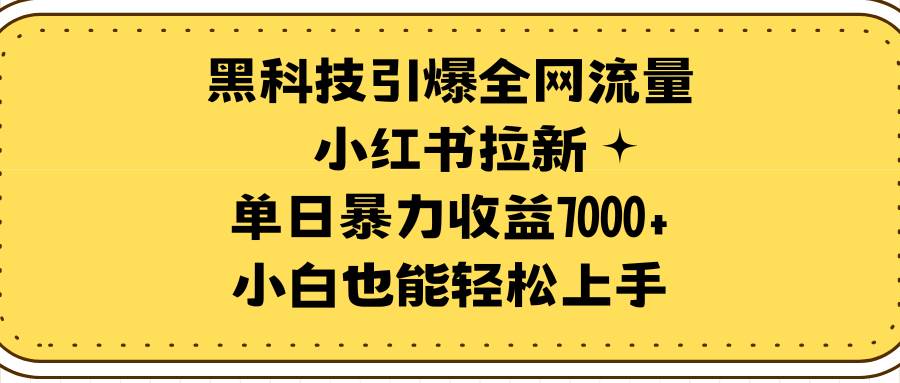 黑科技引爆全网流量小红书拉新，单日暴力收益7000+，小白也能轻松上手-飞鱼网创