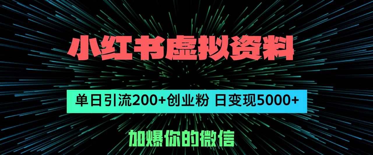 小红书虚拟资料日引流200+创业粉，单日变现5000+-飞鱼网创