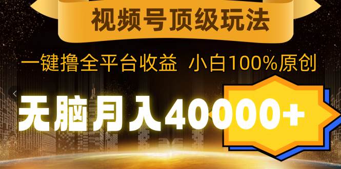 视频号顶级玩法，无脑月入40000+，一键撸全平台收益，纯小白也能100%原创-飞鱼网创