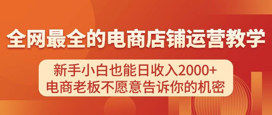 电商店铺运营教学，新手小白也能日收入2000+，电商老板不愿意告诉你的机密-飞鱼网创