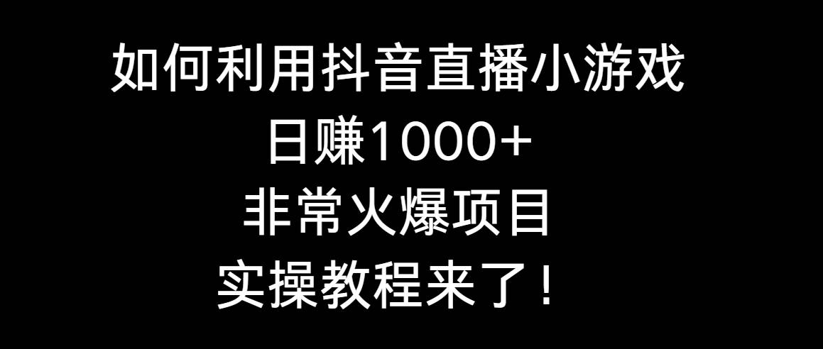 如何利用抖音直播小游戏日赚1000+，非常火爆项目，实操教程来了！-飞鱼网创