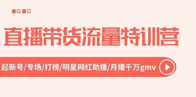 直播带货流量特训营，起新号-专场-打榜-明星网红助播 月播千万gmv（52节）-飞鱼网创