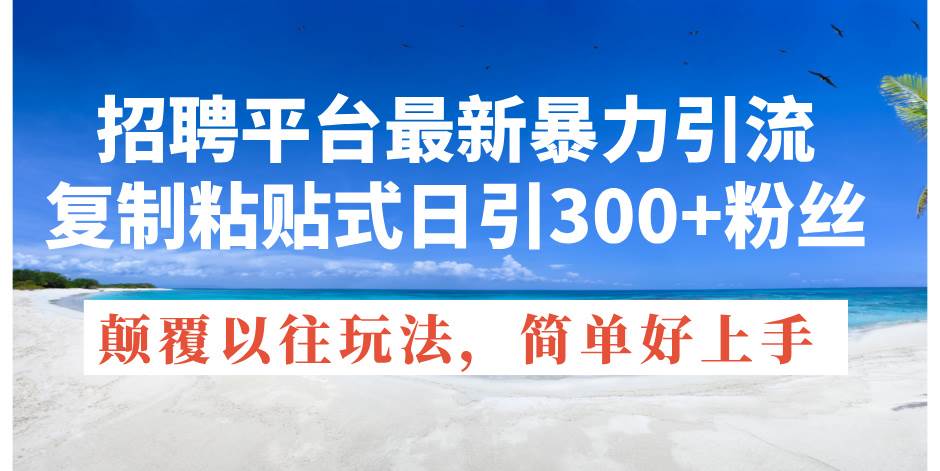 招聘平台最新暴力引流，复制粘贴式日引300+粉丝，颠覆以往垃圾玩法，简…-飞鱼网创