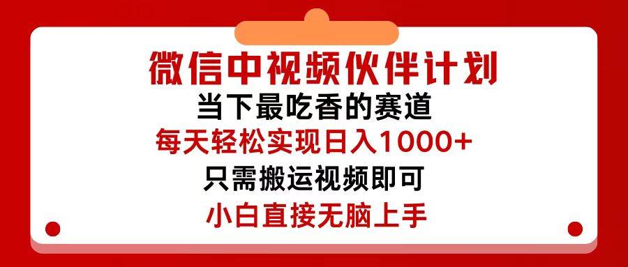 微信中视频伙伴计划，仅靠搬运就能轻松实现日入500+，关键操作还简单，…-飞鱼网创