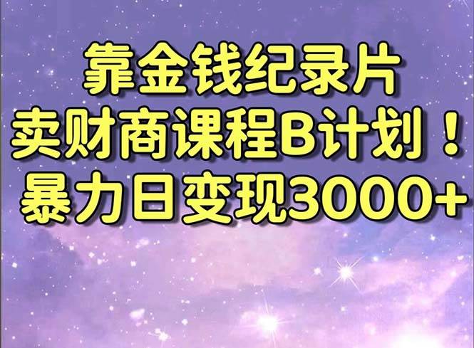 靠金钱纪录片卖财商课程B计划！暴力日变现3000+，喂饭式干货教程！-飞鱼网创