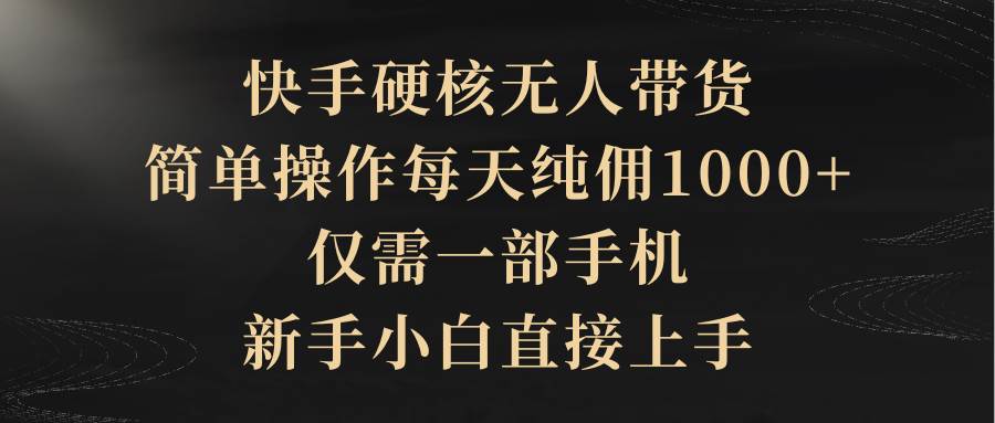 快手硬核无人带货，简单操作每天纯佣1000+,仅需一部手机，新手小白直接上手-飞鱼网创