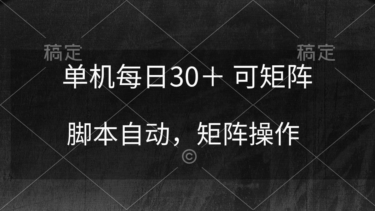 单机每日30＋ 可矩阵，脚本自动 稳定躺赚-飞鱼网创