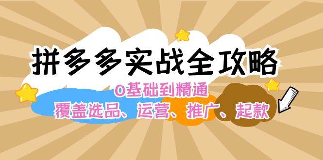 拼多多实战全攻略：0基础到精通，覆盖选品、运营、推广、起款-飞鱼网创