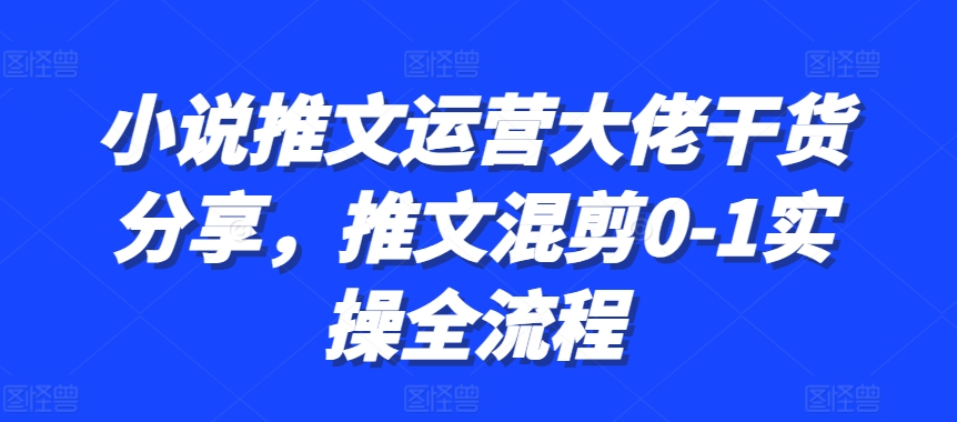 小说推文运营大佬干货分享，推文混剪0-1实操全流程-飞鱼网创