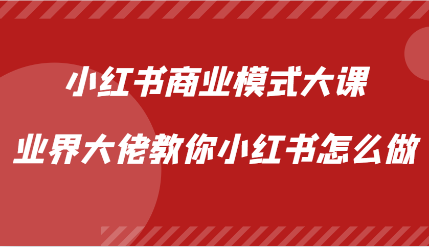 小红书商业模式大课，业界大佬教你小红书怎么做【视频课】-飞鱼网创