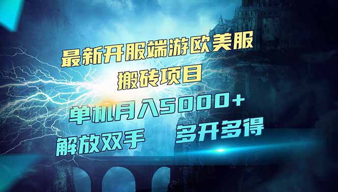 全网热门游戏欧美服端游搬砖，最新开服，项目红利期，单机月入5000+-飞鱼网创