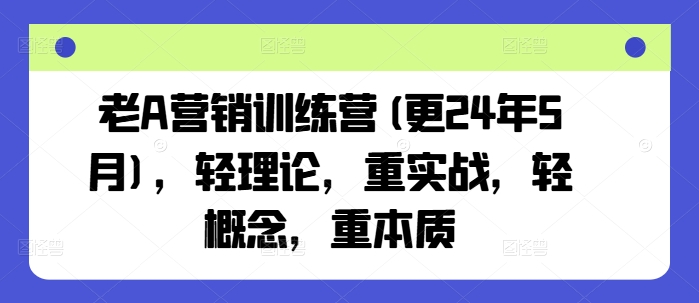 老A营销训练营(更25年3月)，轻理论，重实战，轻概念，重本质-飞鱼网创